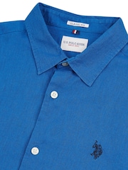U.S. Polo Assn. Blue Ground Linen Blend Mens Shirt - Image 7 of 8