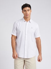 U.S. Polo Assn. White Linen Blend Mens Short Sleeve Shirt - Image 1 of 8
