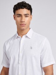 U.S. Polo Assn. White Linen Blend Mens Short Sleeve Shirt - Image 4 of 8