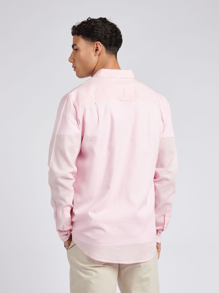 U.S. Polo Assn. Pink Linen Blend Mens Shirt - Image 2 of 8 U.S. Polo Assn. Pink Linen Blend Mens Shirt - Image 2 of 8