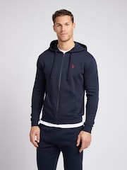 U.S. Polo Assn. Blue Mens Classic Fit 100% Cotton Double Horsemen Zip Up Hoodie - Image 1 of 8