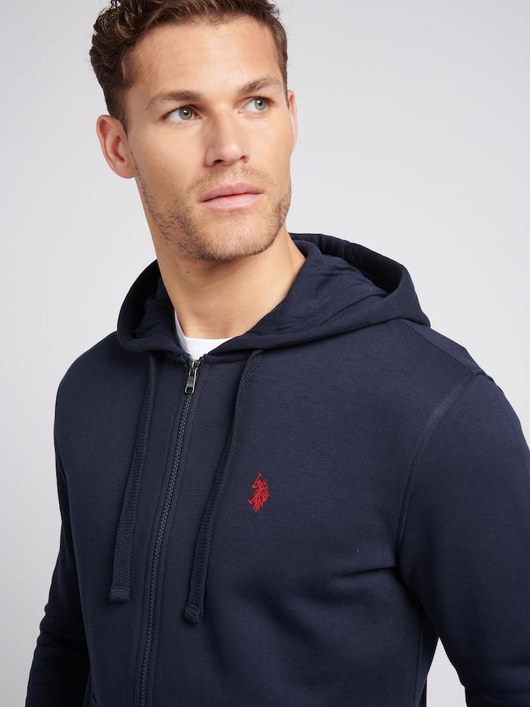 U.S. Polo Assn. Blue Mens Classic Fit 100% Cotton Double Horsemen Zip Up Hoodie - Image 2 of 8