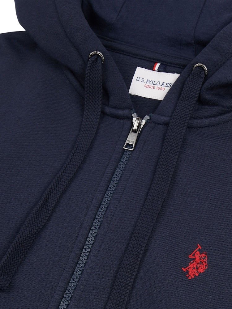 U.S. Polo Assn. Blue Mens Classic Fit 100% Cotton Double Horsemen Zip Up Hoodie - Image 8 of 8
