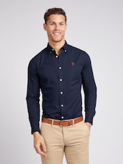 U.S. Polo Assn. Dark Blue Stretch Cotton Mens Poplin Shirt - Image 1 of 7