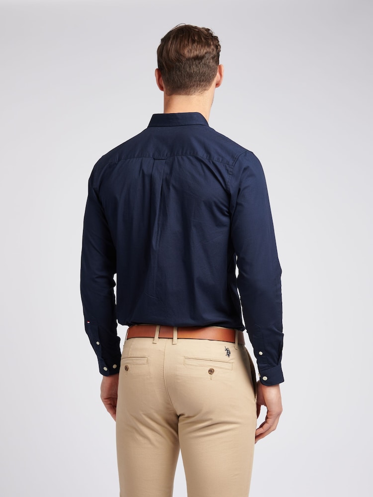U.S. Polo Assn. Dark Blue Stretch Cotton Mens Poplin Shirt - Image 3 of 7