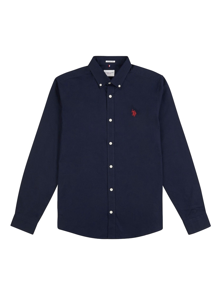 U.S. Polo Assn. Dark Blue Stretch Cotton Mens Poplin Shirt - Image 5 of 7