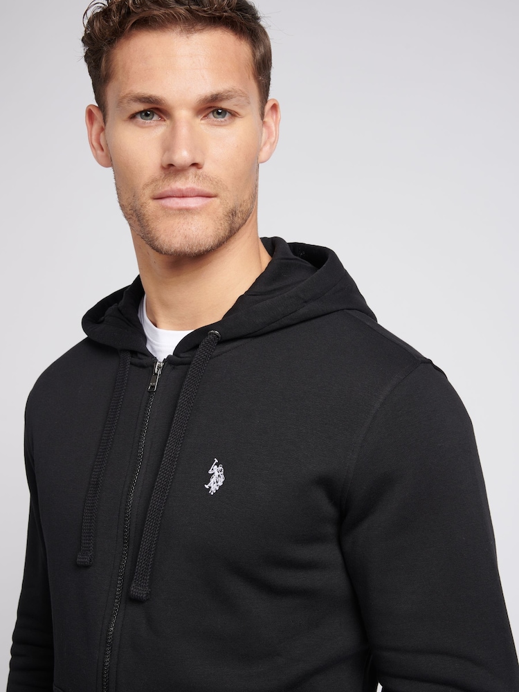 U.S. Polo Assn. Black Mens Classic Fit 100% Cotton Double Horsemen Zip Up Hoodie - Image 2 of 8