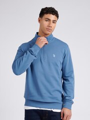 U.S. Polo Assn. Blue Mens Classic Fit Quarter Zip Sweatshirt - Image 1 of 8