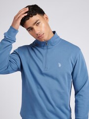U.S. Polo Assn. Blue Mens Classic Fit Quarter Zip Sweatshirt - Image 4 of 8
