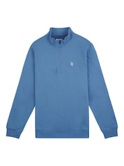 U.S. Polo Assn. Blue Mens Classic Fit Quarter Zip Sweatshirt - Image 6 of 8