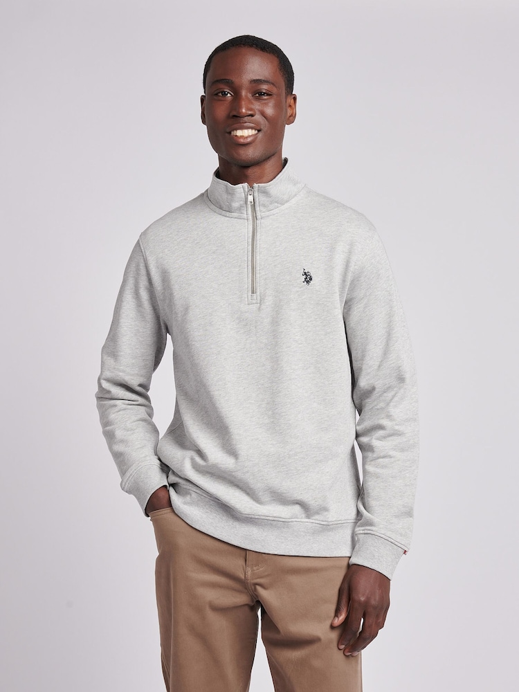 U.S. Polo Assn. Grey Mens Classic Fit Quarter Zip Sweatshirt - Image 1 of 8 U.S. Polo Assn. Grey Mens Classic Fit Quarter Zip Sweatshirt - Image 1 of 8