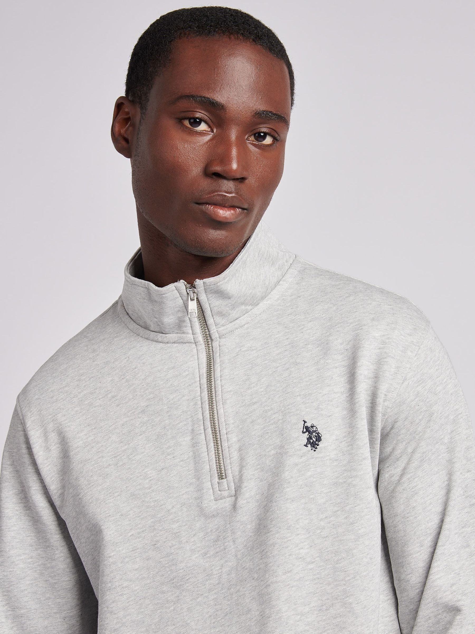 Buy U.S. Polo Assn. Grey Mens Classic Fit Quarter Zip Sweatshirt