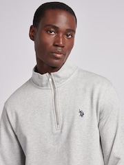 U.S. Polo Assn. Grey Mens Classic Fit Quarter Zip Sweatshirt - Image 5 of 8