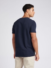 U.S. Polo Assn. Blue Classic Fit Mens Check Texture 100% Cotton T-Shirt - Image 2 of 8
