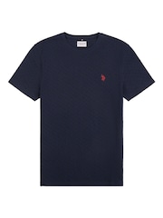 U.S. Polo Assn. Blue Classic Fit Mens Check Texture 100% Cotton T-Shirt - Image 5 of 8