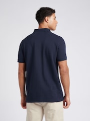 U.S. Polo Assn. Blue Mens Regular Fit Vertical Texture 100% Cotton Polo Shirt - Image 2 of 8