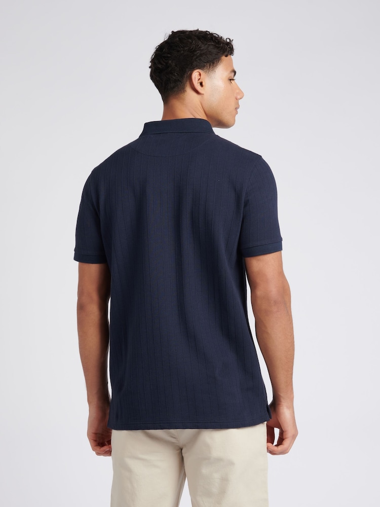 U.S. Polo Assn. Blue Mens Regular Fit Vertical Texture 100% Cotton Polo Shirt - Image 2 of 8