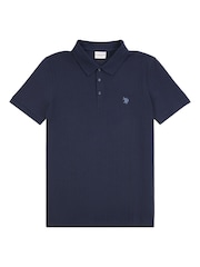 U.S. Polo Assn. Blue Mens Regular Fit Vertical Texture 100% Cotton Polo Shirt - Image 5 of 8
