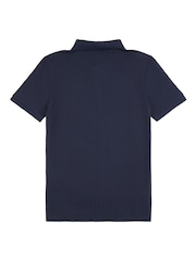 U.S. Polo Assn. Blue Mens Regular Fit Vertical Texture 100% Cotton Polo Shirt - Image 6 of 8