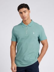 U.S. Polo Assn. Blue Mens Regular Fit Texture Polo Shirt - Image 1 of 7