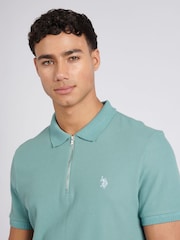 U.S. Polo Assn. Blue Mens Regular Fit Texture Polo Shirt - Image 2 of 7