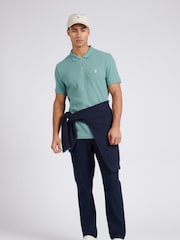 U.S. Polo Assn. Blue Mens Regular Fit Texture Polo Shirt - Image 3 of 7