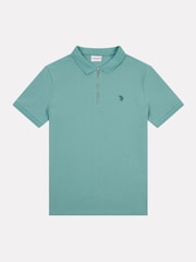 U.S. Polo Assn. Blue Mens Regular Fit Texture Polo Shirt - Image 5 of 7