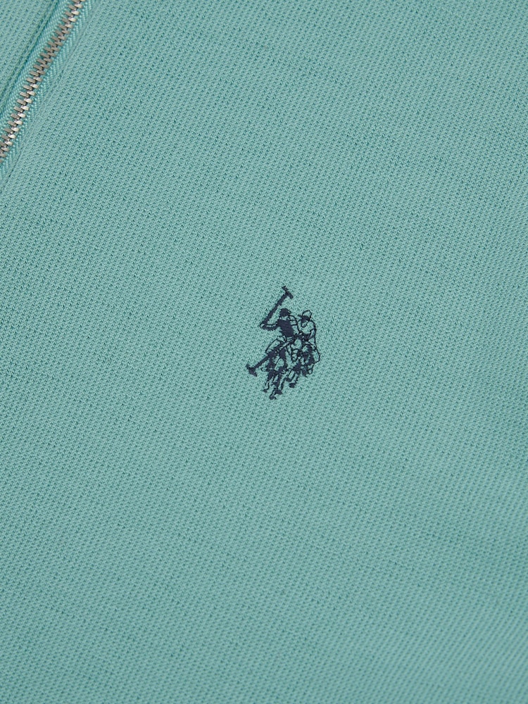 U.S. Polo Assn. Blue Mens Regular Fit Texture Polo Shirt - Image 7 of 7