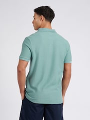 U.S. Polo Assn. Blue Mens Regular Fit Texture Herringbone 100% Cotton Polo Shirt - Image 2 of 9