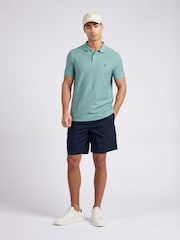 U.S. Polo Assn. Blue Mens Regular Fit Texture Herringbone 100% Cotton Polo Shirt - Image 4 of 9