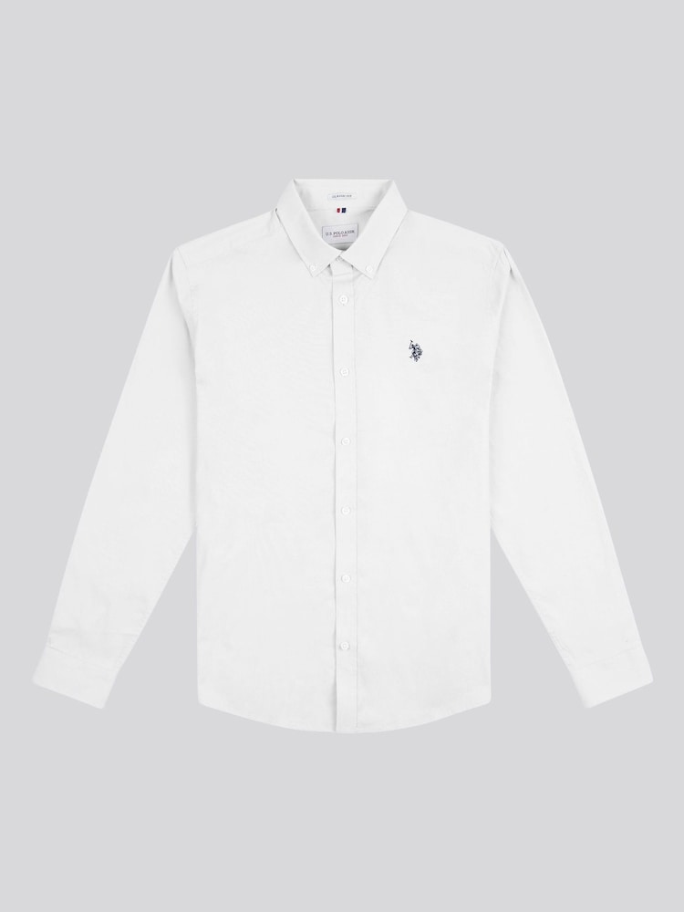 U.S. Polo Assn. White Stretch Cotton Mens Poplin Shirt - Image 1 of 3