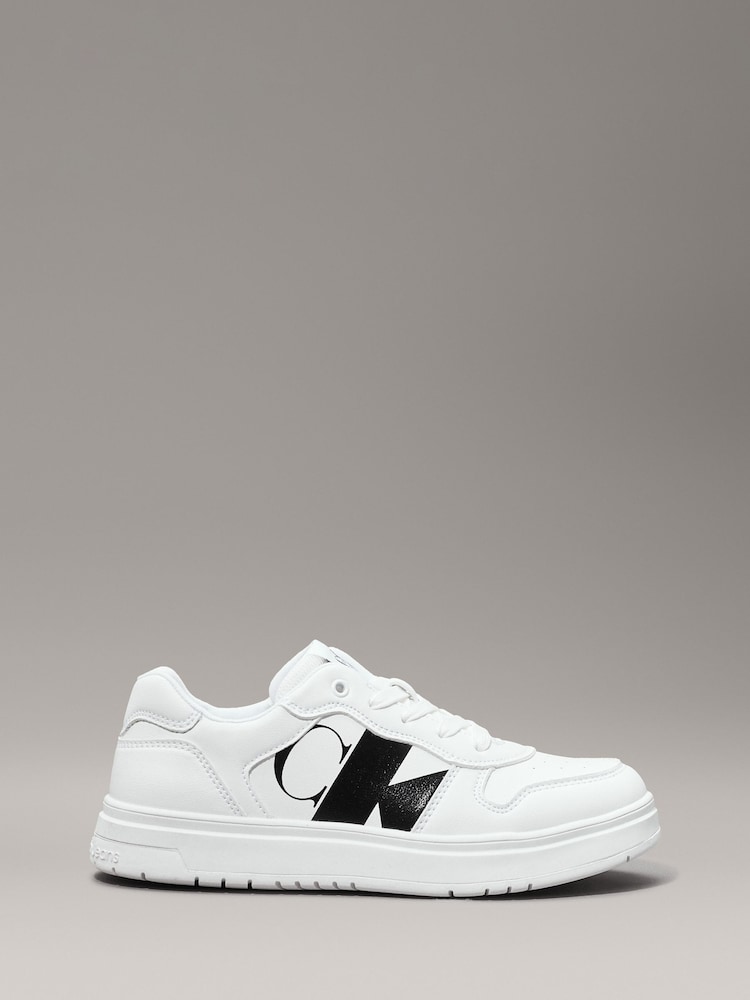 Calvin Klein White Low Cut Lace-Up Sneakers - Image 1 of 7