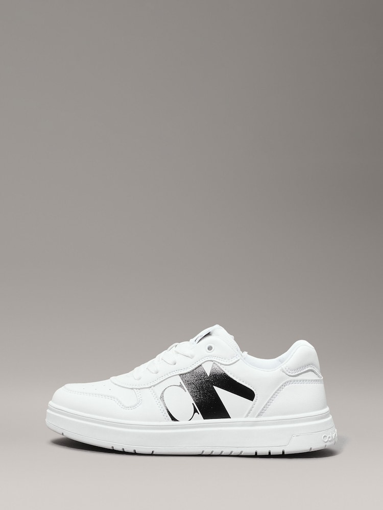 Calvin Klein White Low Cut Lace-Up Sneakers - Image 2 of 7