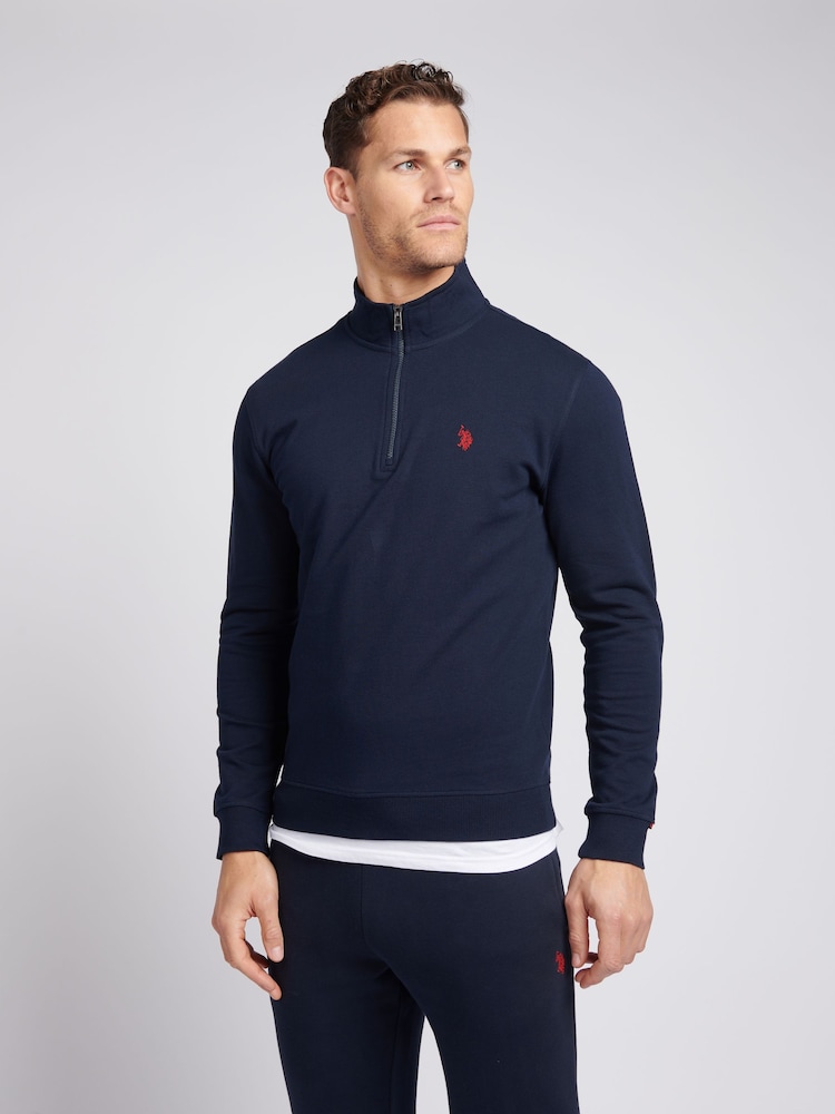 U.S. Polo Assn. Dark Blue Mens Classic Fit Quarter Zip Sweatshirt - Image 1 of 7