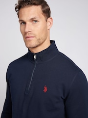 U.S. Polo Assn. Dark Blue Mens Classic Fit Quarter Zip Sweatshirt - Image 2 of 7