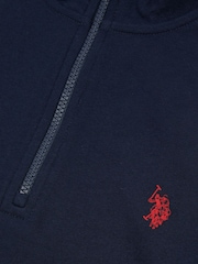 U.S. Polo Assn. Dark Blue Mens Classic Fit Quarter Zip Sweatshirt - Image 7 of 7