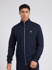 U.S. Polo Assn. Blue Mens Classic Fit Luxe Funnel Tracksuit Top - Image 1 of 9