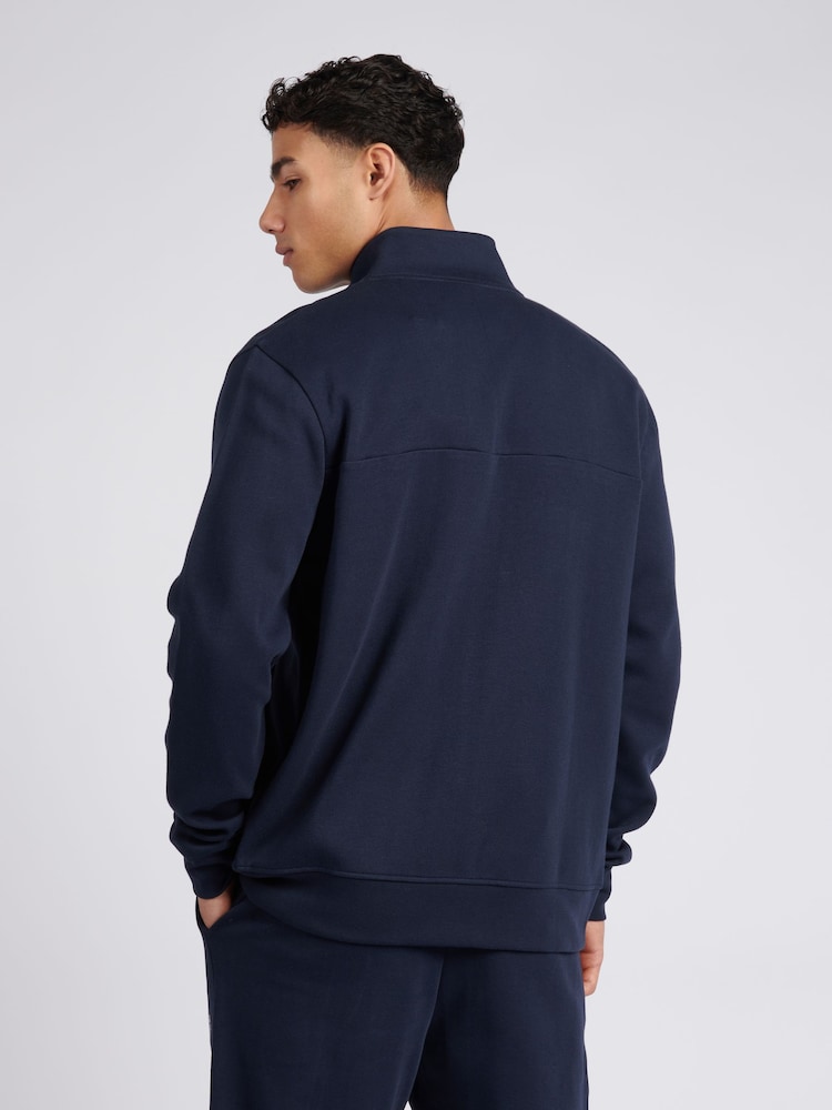 U.S. Polo Assn. Blue Mens Classic Fit Luxe Funnel Tracksuit Top - Image 2 of 9
