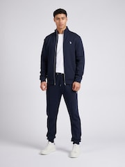 U.S. Polo Assn. Blue Mens Classic Fit Luxe Funnel Tracksuit Top - Image 3 of 9