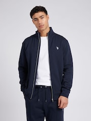 U.S. Polo Assn. Blue Mens Classic Fit Luxe Funnel Tracksuit Top - Image 4 of 9