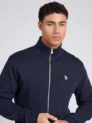 U.S. Polo Assn. Blue Mens Classic Fit Luxe Funnel Tracksuit Top - Image 5 of 9