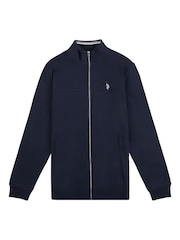 U.S. Polo Assn. Blue Mens Classic Fit Luxe Funnel Tracksuit Top - Image 6 of 9