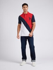 من U.S. Polo Assn. قميص بولو بخامة %100 قطن بتصميم قصَّات وخياطة للرجال تلبيس قياسي - صورة 4 من 9