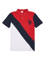 من U.S. Polo Assn. قميص بولو بخامة %100 قطن بتصميم قصَّات وخياطة للرجال تلبيس قياسي - صورة 6 من 9