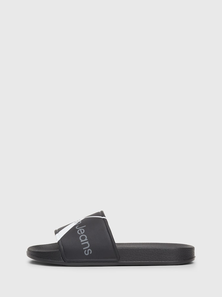 Calvin Klein Black Logo Pool Slides - Image 2 of 7