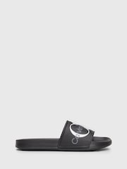 Calvin Klein Black Logo Pool Slides - Image 3 of 7