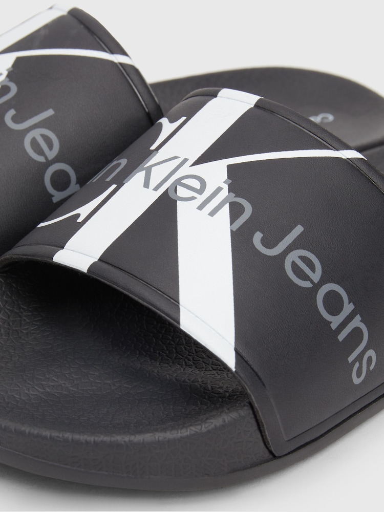 Calvin Klein Black Logo Pool Slides - Image 7 of 7
