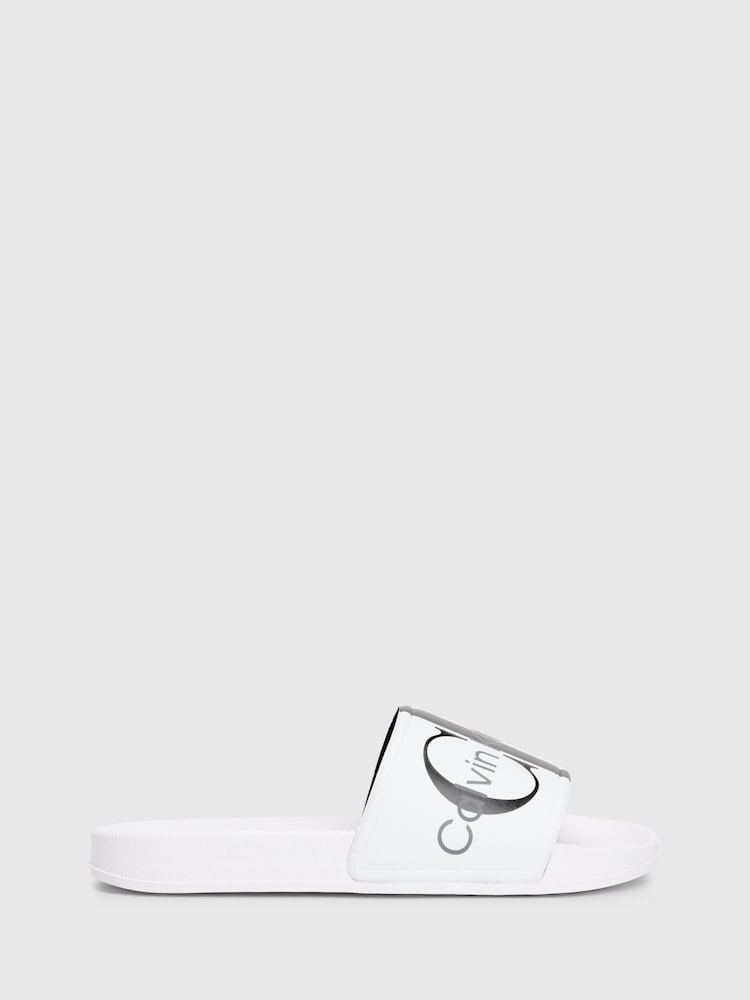 Calvin Klein White Logo Pool Slides - Image 1 of 7