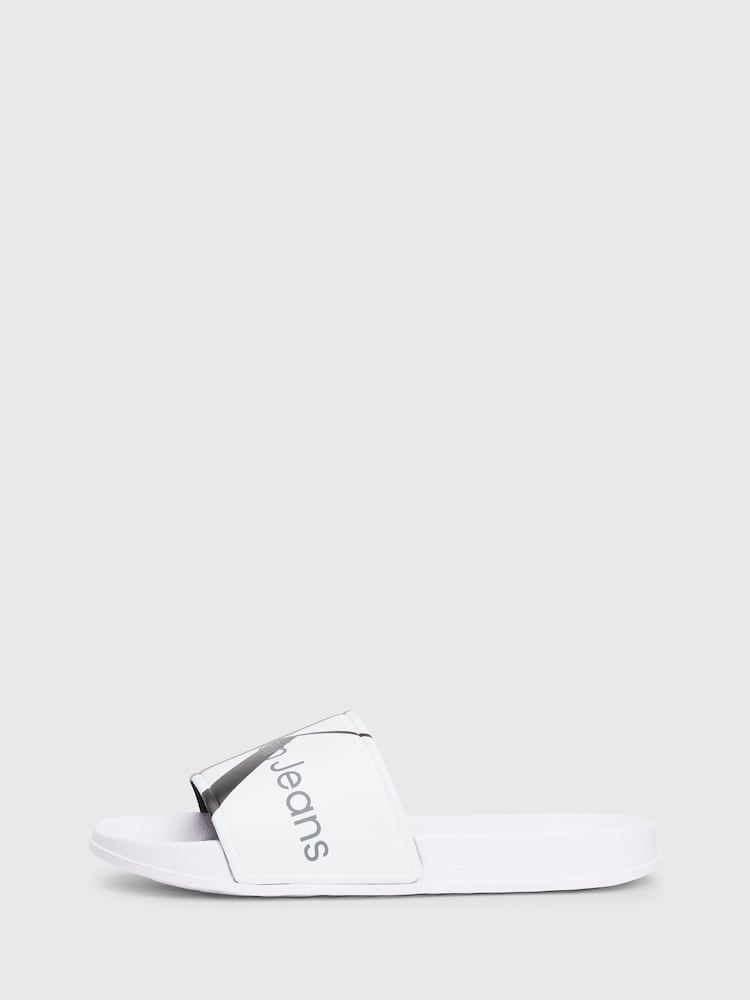 Calvin Klein White Logo Pool Slides - Image 2 of 7