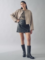 Urban Code Brown Faux Leather  A-Line Skirt - Image 1 of 4